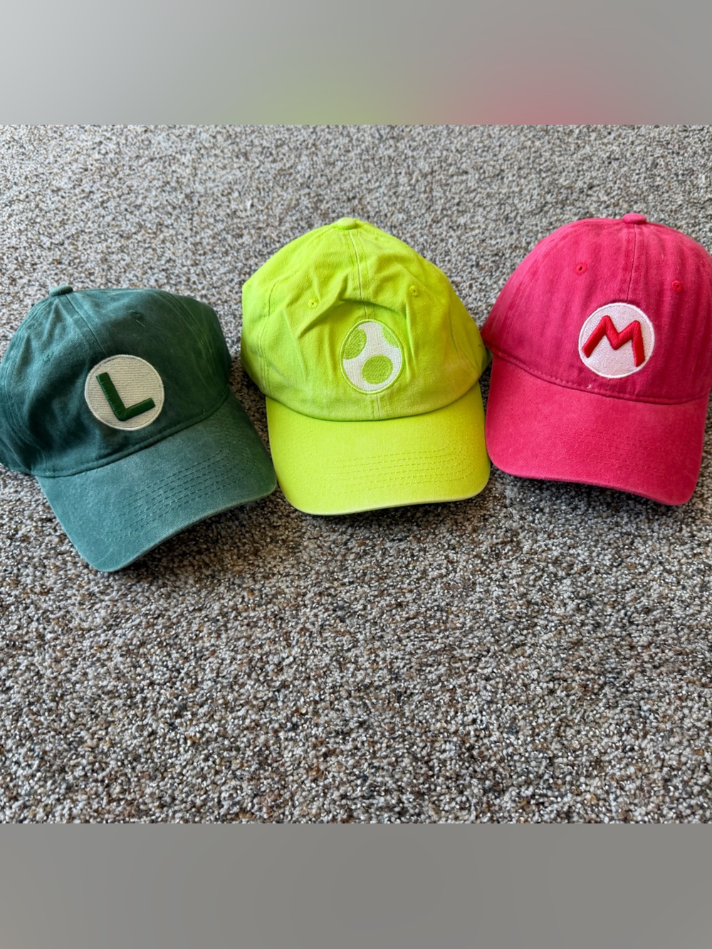 Mario Luigi Yoshi 3 Hat Bundle Gamer Baseball Caps Halloween Costume Cosplay